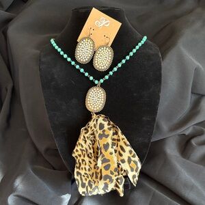 Turquoise and Leopard Print Jewelry Set